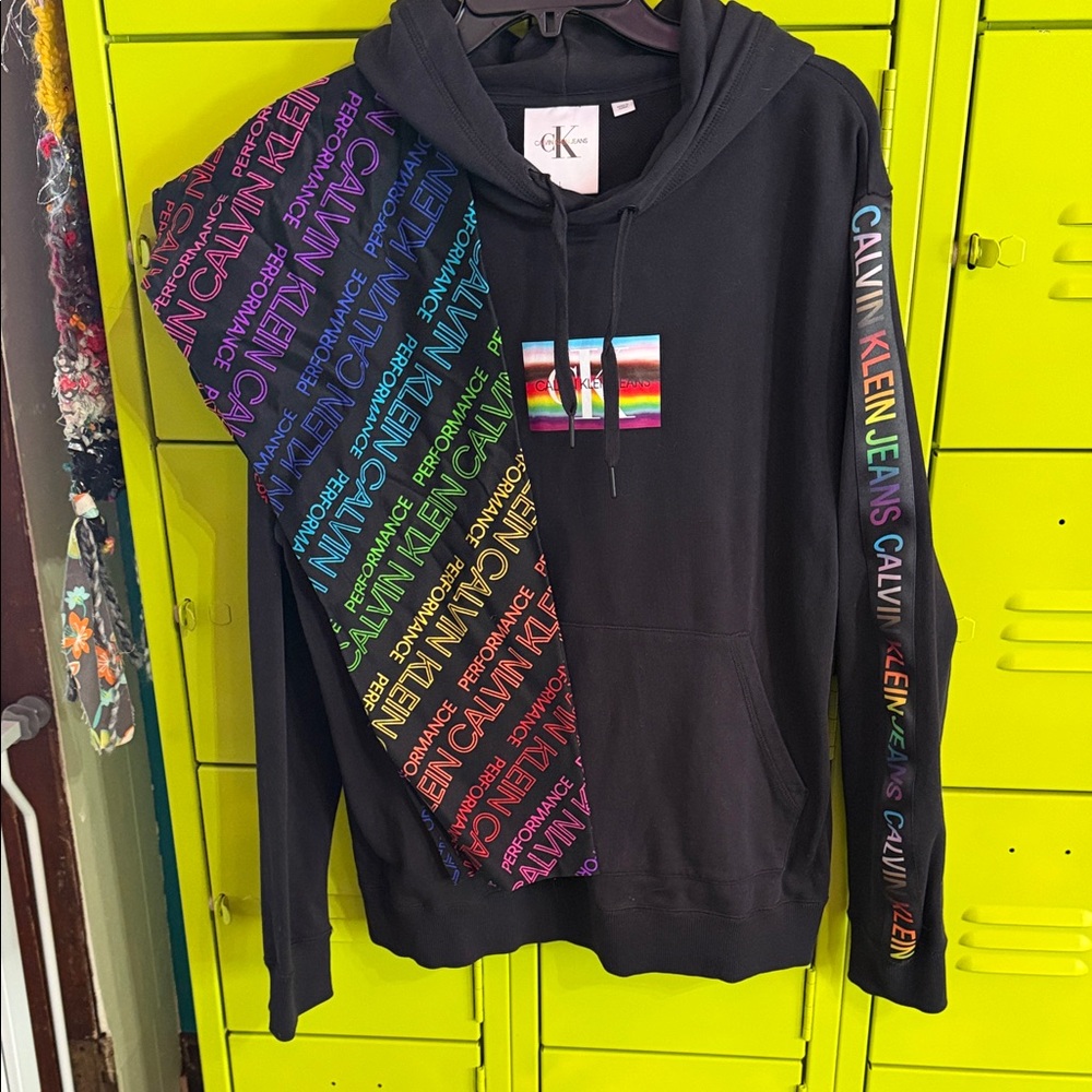 Calvin Klein Black Hoodie with Multicolor Logo Set